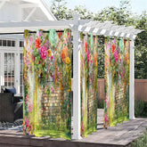 Lofaris Floral Brick Wall Waterproof Printed Outdoor Curtains